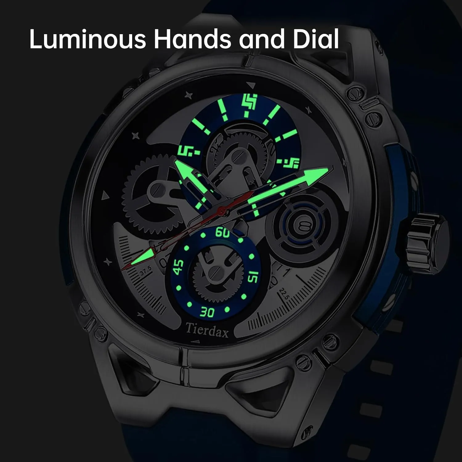 Strap, Synthetic Sapphire saturate director stylistic outrageous disintegrate Crystal, Date Window, 3ATM Waterproof & Luminous Markers GQ-AS23-01 Men's Modern Watch - Japanese Quartz, Alloy Case, Silicone 