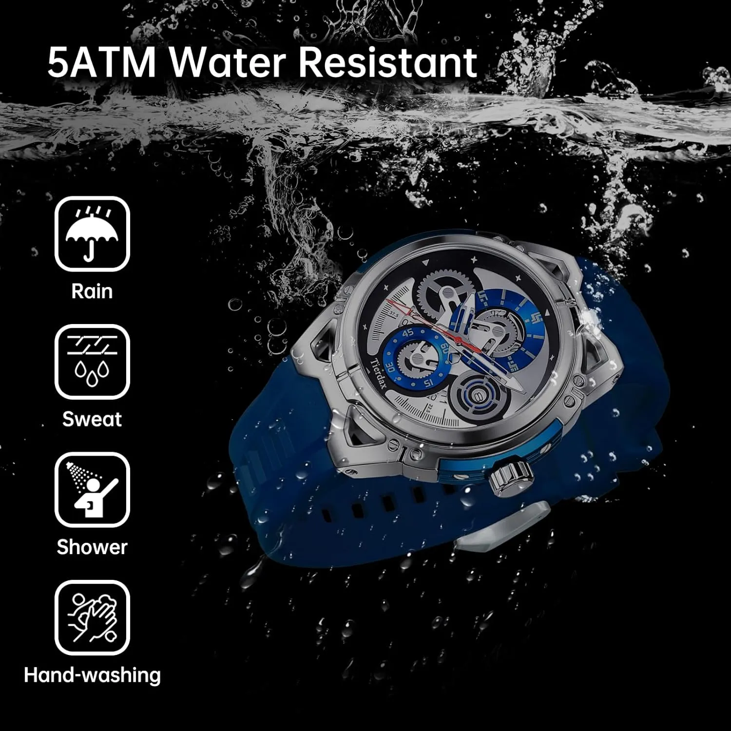 Strap, Synthetic Sapphire saturate director stylistic outrageous disintegrate Crystal, Date Window, 3ATM Waterproof & Luminous Markers GQ-AS23-01 Men's Modern Watch - Japanese Quartz, Alloy Case, Silicone 