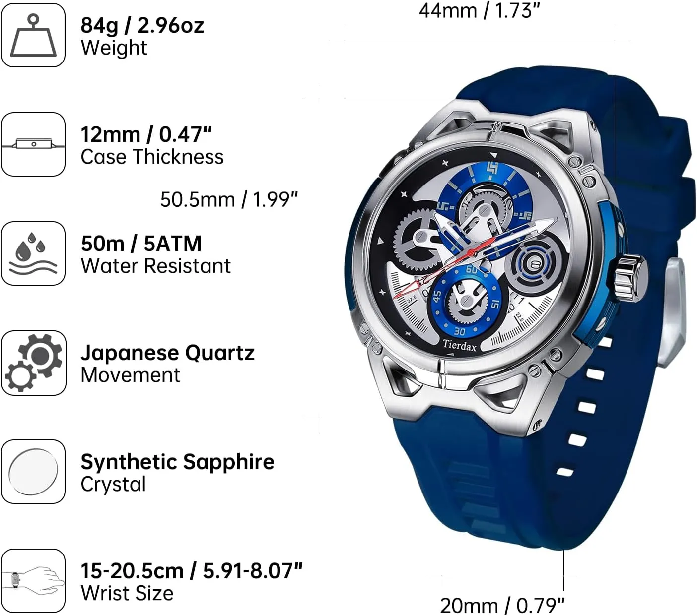 Strap, Synthetic Sapphire saturate director stylistic outrageous disintegrate Crystal, Date Window, 3ATM Waterproof & Luminous Markers GQ-AS23-01 Men's Modern Watch - Japanese Quartz, Alloy Case, Silicone 