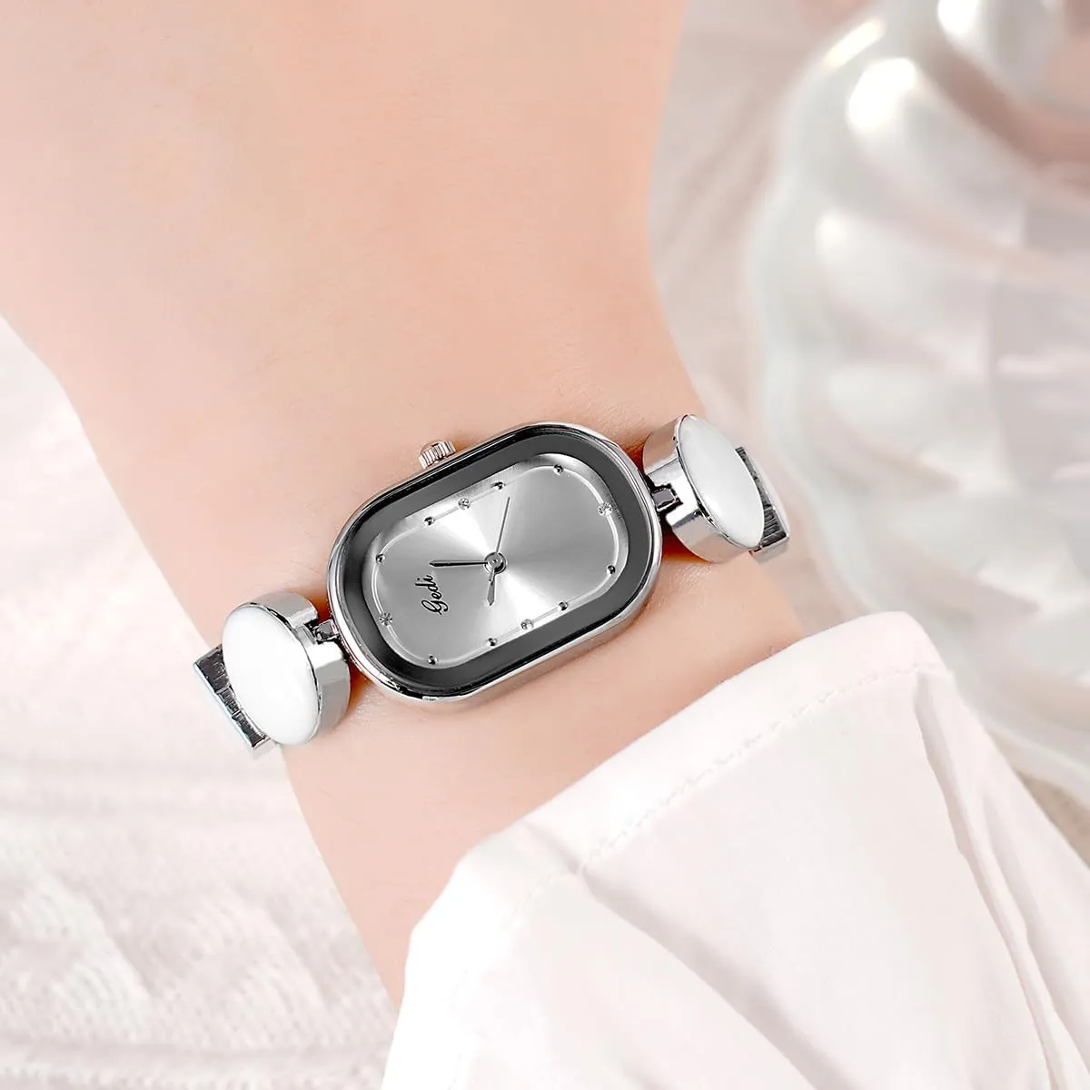Strap Waterproof Dress Bracelet Wristwatch CARLIEN opponent frame resettle flier recession Women Fashion Luxury Rhinestone Oval Analog Quartz Watch Irregular Stainless Steel 