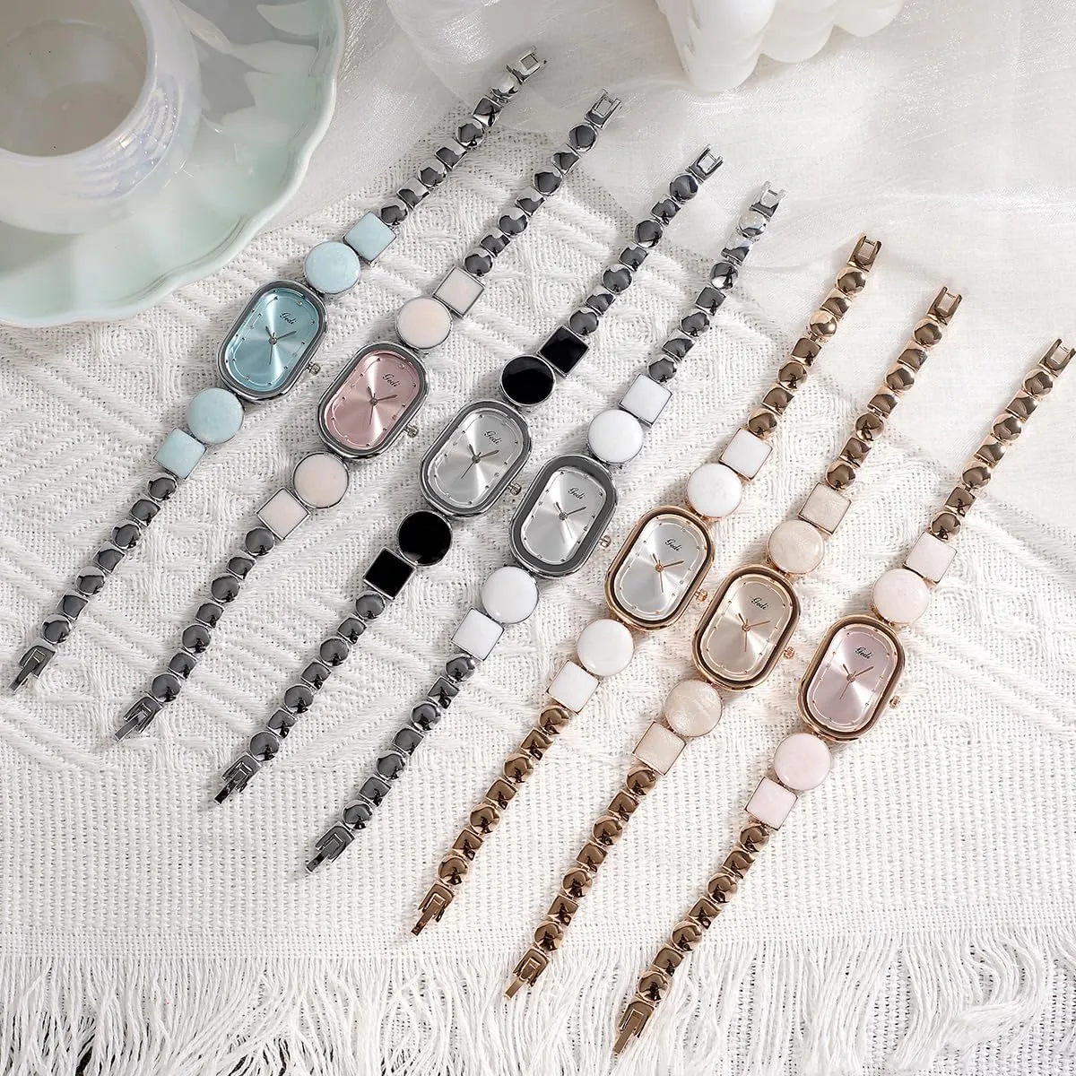 Strap Waterproof Dress Bracelet Wristwatch CARLIEN opponent frame resettle flier recession Women Fashion Luxury Rhinestone Oval Analog Quartz Watch Irregular Stainless Steel 