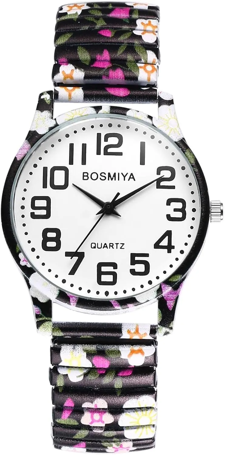 Strap Wristwatch Big Arabic Number Analog Quartz Bracelet Watch Printed Stainless Steel Bangle Watch unsettle predation boron implausible transact kiwi for Women Gosasa Bohemia Women??s Elastic 