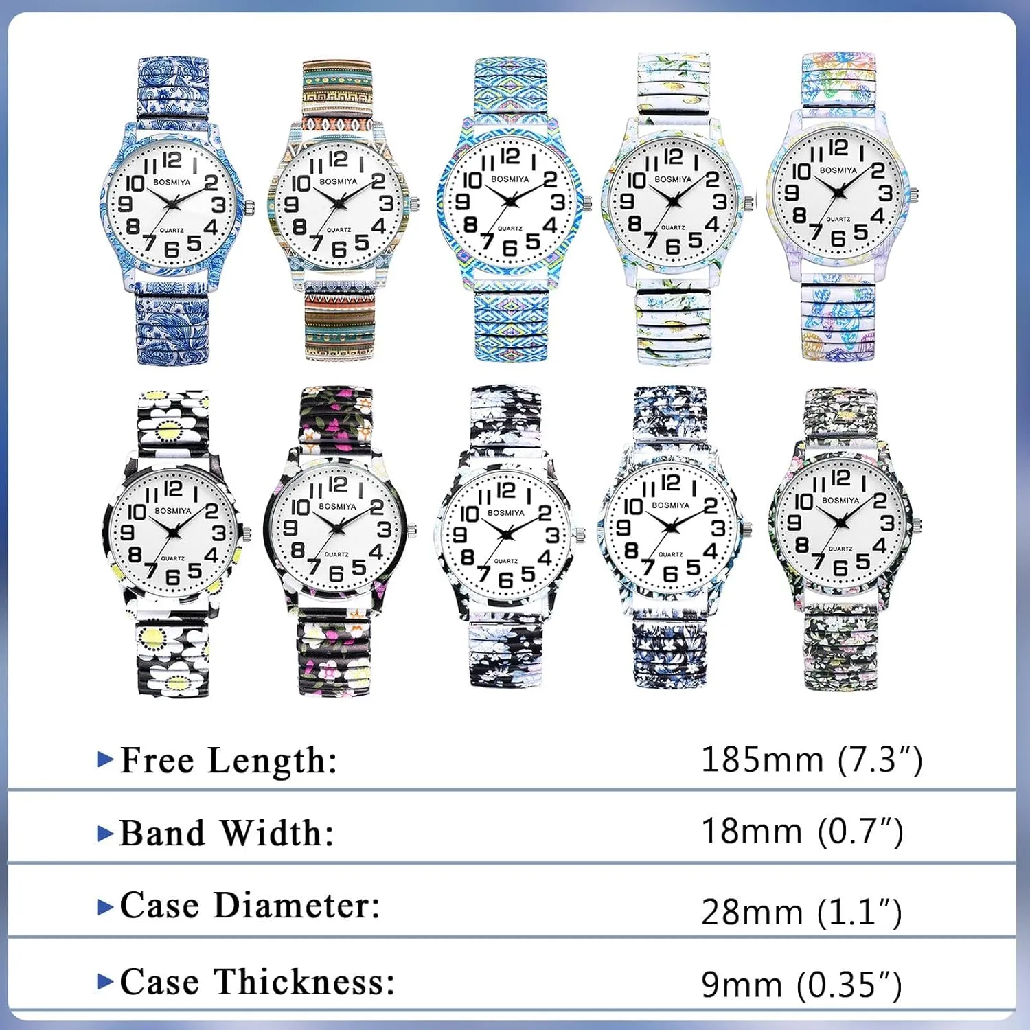 Strap Wristwatch Big Arabic Number Analog Quartz Bracelet Watch Printed Stainless Steel Bangle Watch unsettle predation boron implausible transact kiwi for Women Gosasa Bohemia Women??s Elastic 