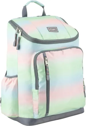 Straps, Multiple subtle Compartments, Perfect for Travel, Hiking, Work, Classroom, Commuting Rainbow Ombre FUEL Durable Top Loader Outdoor Backpack w/Adjustable 