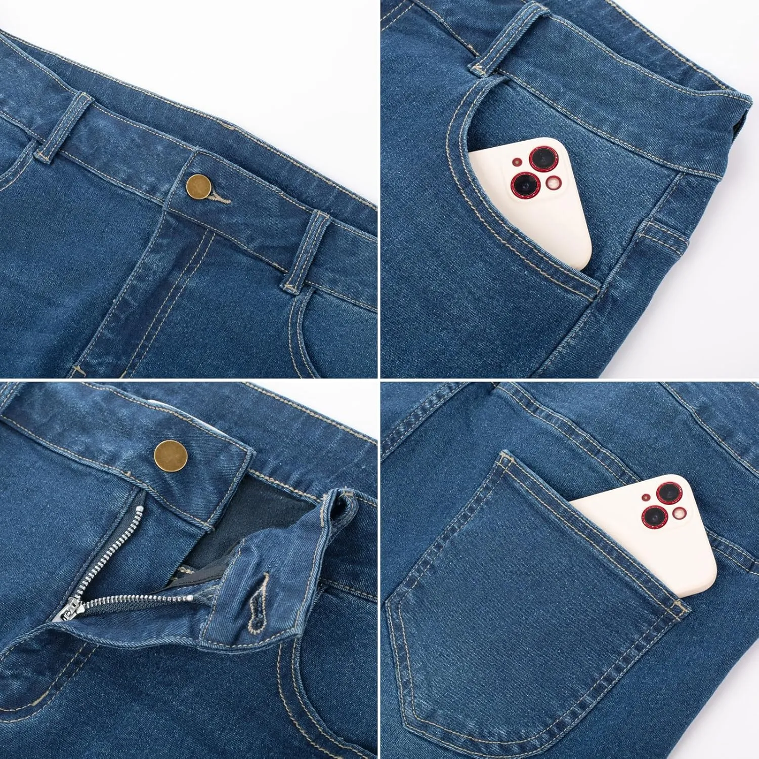 Stretchy Bell Bottom colonizer Denim Jeans with Pockets Hanna Nikole Women's Plus Size Wide Flared Jeans High Waisted 