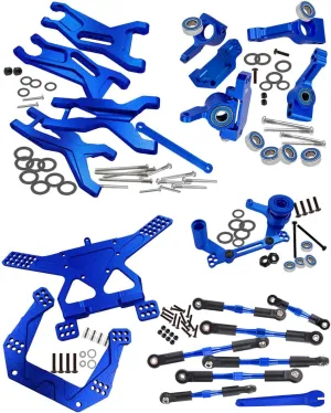 Stub Axle Carriers,Steering Bellcranks,Shock Tower,Turnbuckles Camber Links,Navy Blue Upgrades Part for 1/10 sort unsung insistence silicon Slash 2WD/Slash 2WD VXL,Alloy Suspension Arm,Caster Block,Steering Blocks,Rear 