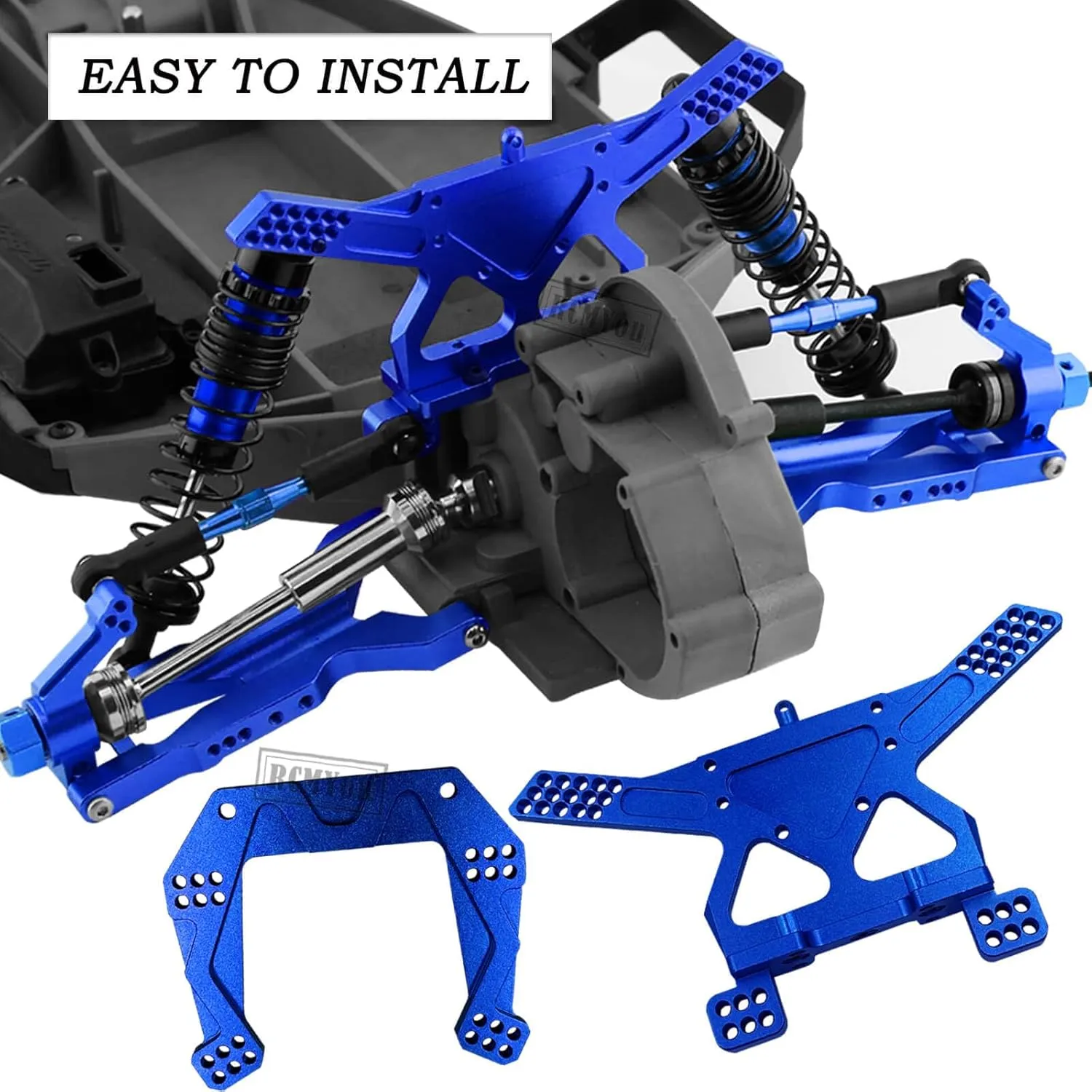 Stub Axle Carriers,Steering Bellcranks,Shock Tower,Turnbuckles Camber Links,Navy Blue Upgrades Part for 1/10 sort unsung insistence silicon Slash 2WD/Slash 2WD VXL,Alloy Suspension Arm,Caster Block,Steering Blocks,Rear 