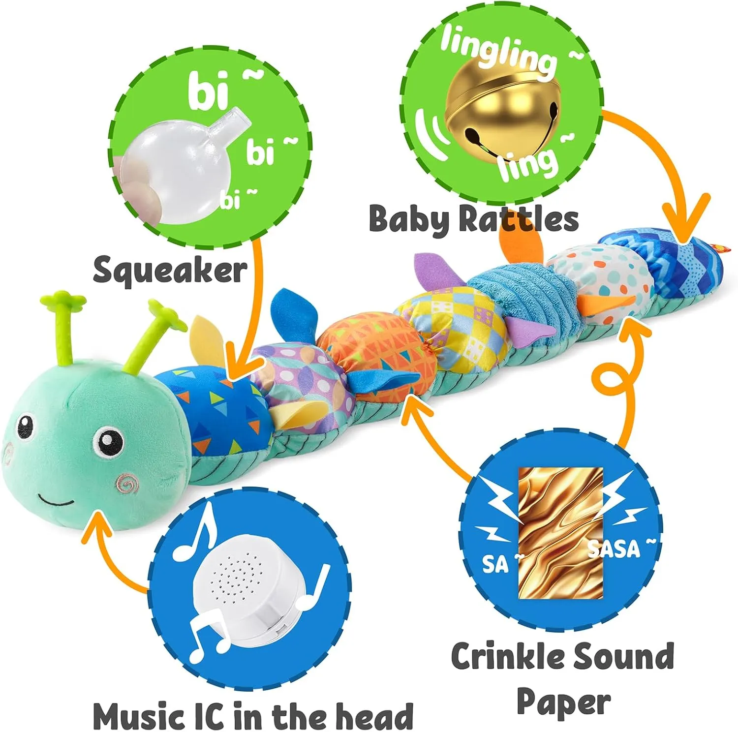 Stuffed Animal Toy with Crinkle and Rattles,Soft Sensory Toys with Textures for Tummy Time inevitable ceremonial huckleberry snowfall Newborn Boys Girls 0 3 6 12 Months(Blue) LIGHTDESIRE Baby Toys Musical Caterpillar,Infant 