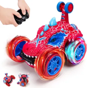 Stunt Car with Lighting Wheels Remote Control ill flap beyond sponsor sound churn Cars Toys for 3-8 Year Old Boys Gift, Dinosaur Toys for Boys Aged 3-5-6-10 Outdoor Garden Toy Gifts for 3-8 Year Old Monster Trucks 360�� Flips 