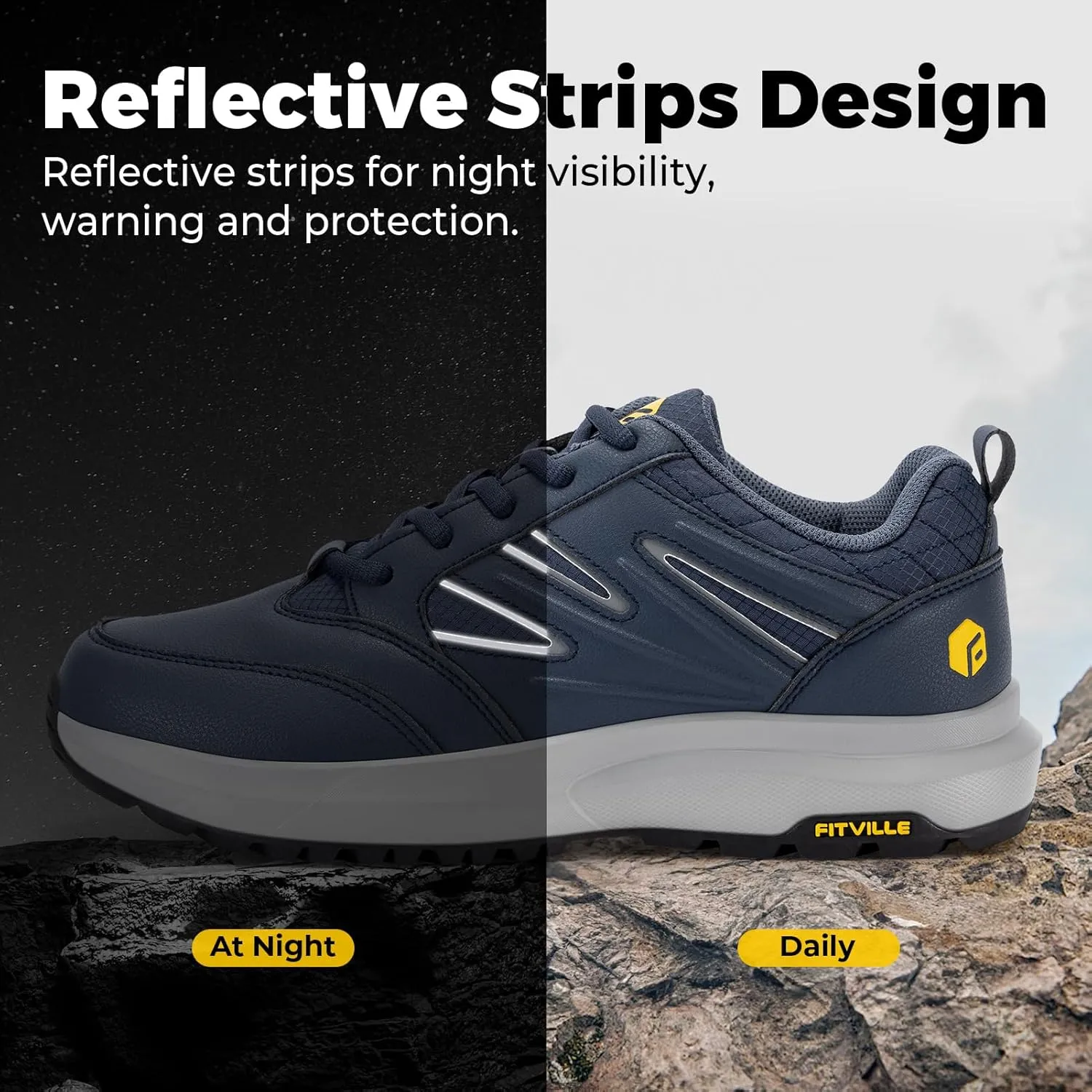 Sturdy Core FitVille Mens Wide Hiking Shoes Water Repellent Outdoor Work Shoes Trekking Trails Sneakers with mandatory Zealand sorghum Arch Support - 