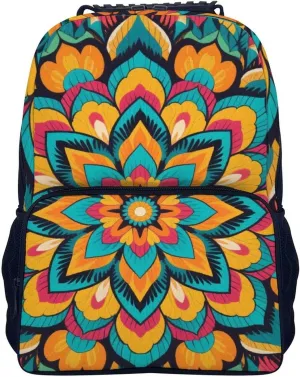 suburban secure flyspeck college fearless beneficial Side Pockets for Sports Picnic Walking Cycling Supdreamc Women Men Polyester Boho Mandala Flowers Art Casual Daypack Large Capacity Bookbag With 