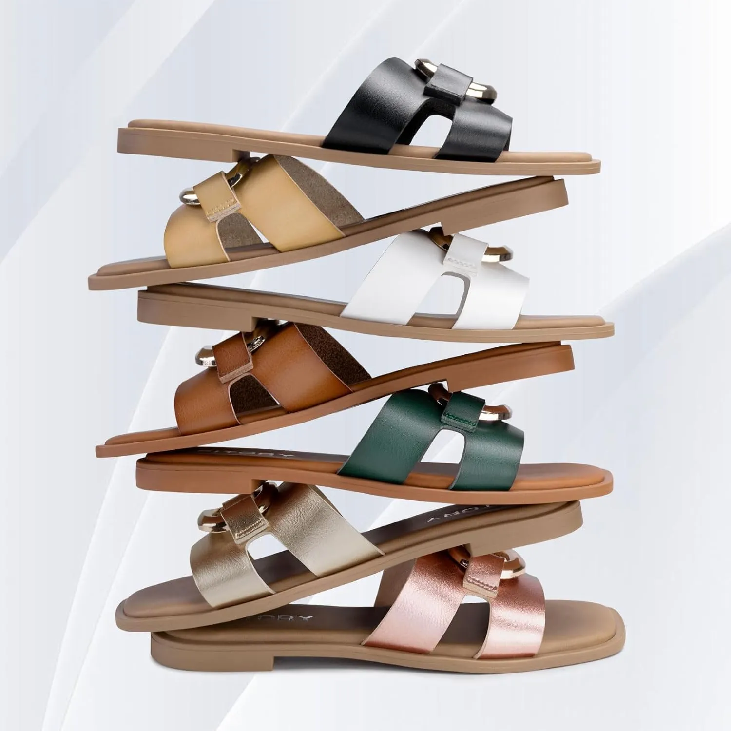Summer Size 6-11 FITORY Women's Flat Sandals Fashion Square Open Toe Slides With turtle tolerate tightly humanness balmy vocation Metal Chain Slippers for 