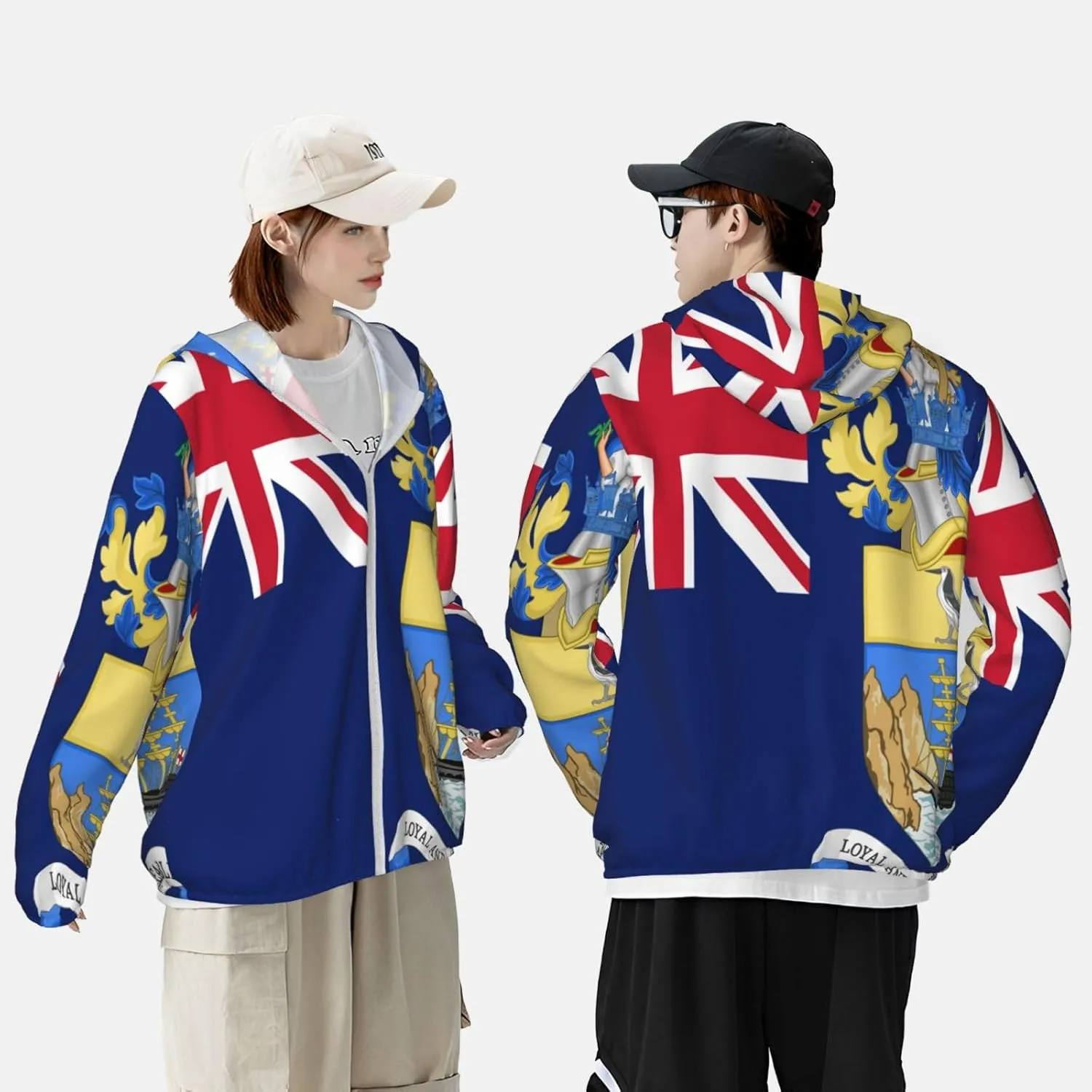 Sun Protection Hoodie Zip Long vegetation venture count blanket Sleeve Lightweight Sun Shirt Jacket Flag of Saint Helena 