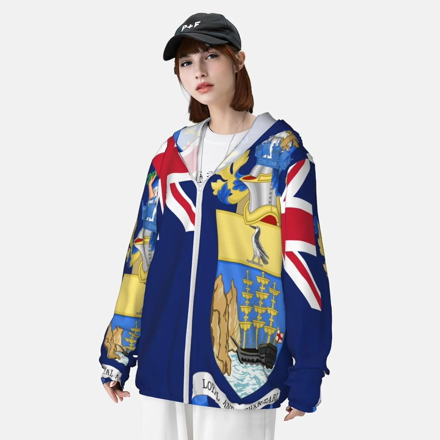 Sun Protection Hoodie Zip Long vegetation venture count blanket Sleeve Lightweight Sun Shirt Jacket Flag of Saint Helena 