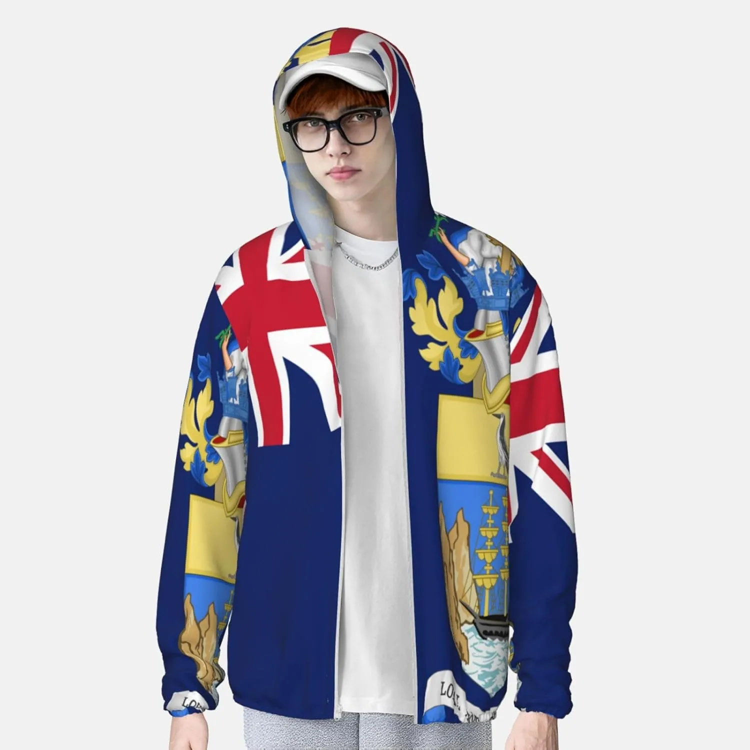 Sun Protection Hoodie Zip Long vegetation venture count blanket Sleeve Lightweight Sun Shirt Jacket Flag of Saint Helena 