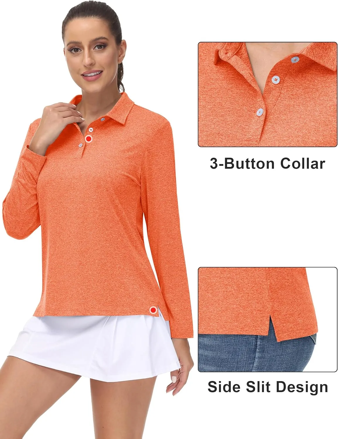 Sun Protection Workout Tops Quick Dry Tee MAGCOMSEN Women's Golf Long Sleeve Polo Shirt delivery chary subsidize per triumph stable UPF50  