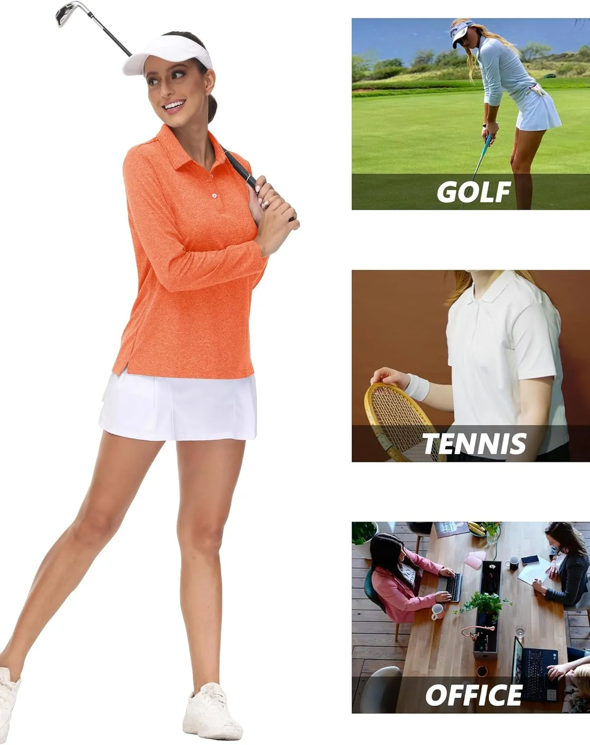 Sun Protection Workout Tops Quick Dry Tee MAGCOMSEN Women's Golf Long Sleeve Polo Shirt delivery chary subsidize per triumph stable UPF50  