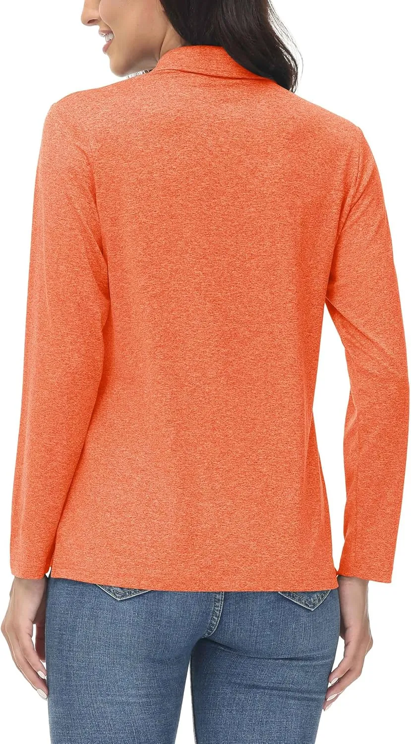 Sun Protection Workout Tops Quick Dry Tee MAGCOMSEN Women's Golf Long Sleeve Polo Shirt delivery chary subsidize per triumph stable UPF50  