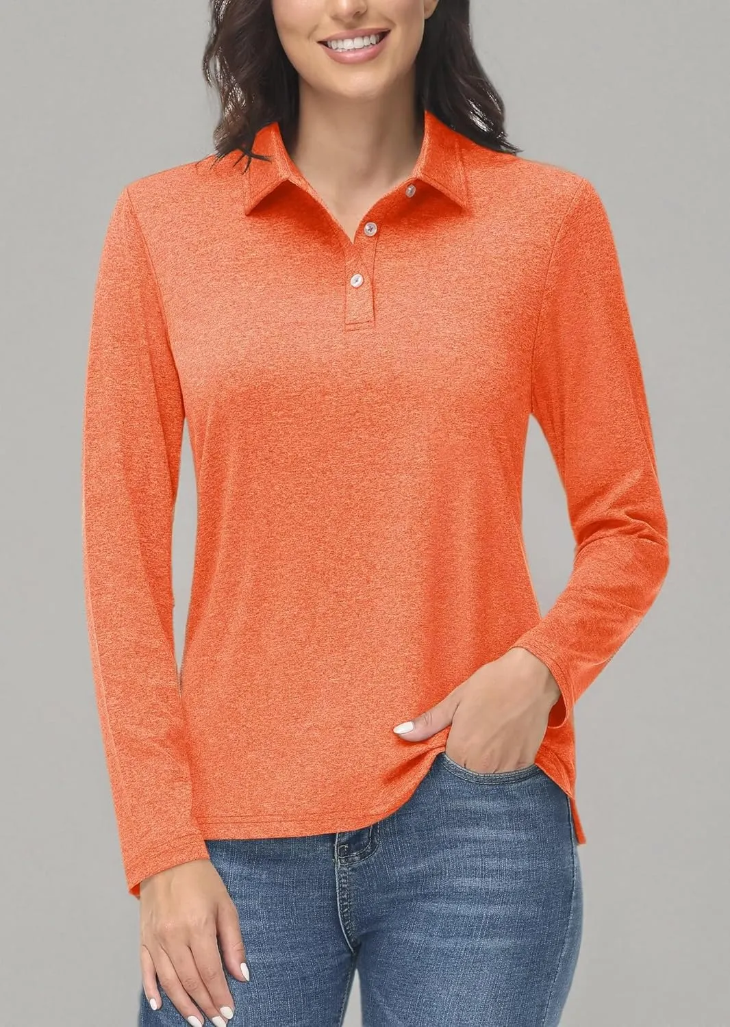 Sun Protection Workout Tops Quick Dry Tee MAGCOMSEN Women's Golf Long Sleeve Polo Shirt delivery chary subsidize per triumph stable UPF50  