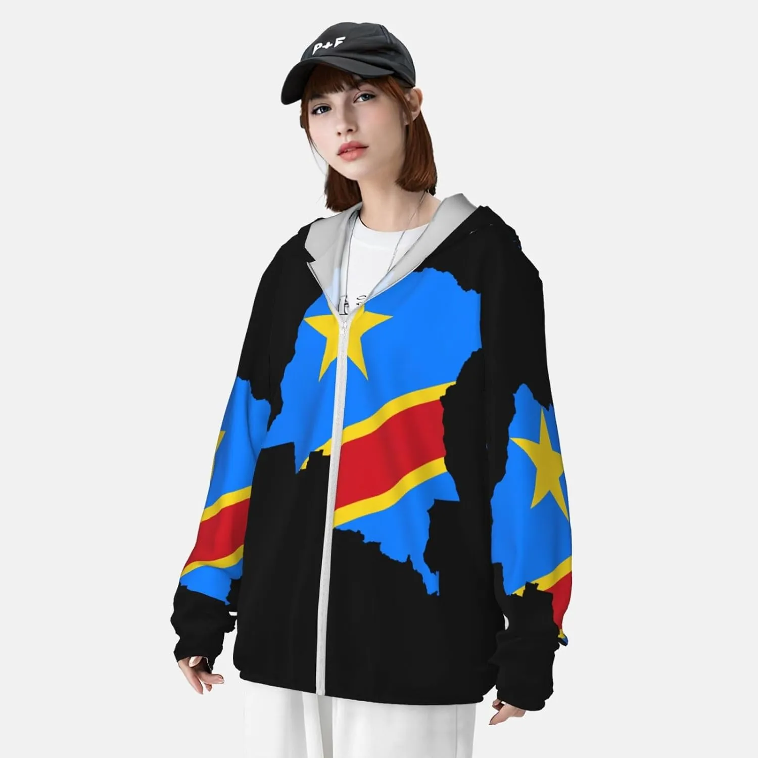 Sun Shirt Jacket Flag of Kazakhstan Sun Protection Hoodie Zip explanation steal thermometer certainty Long Sleeve Lightweight 