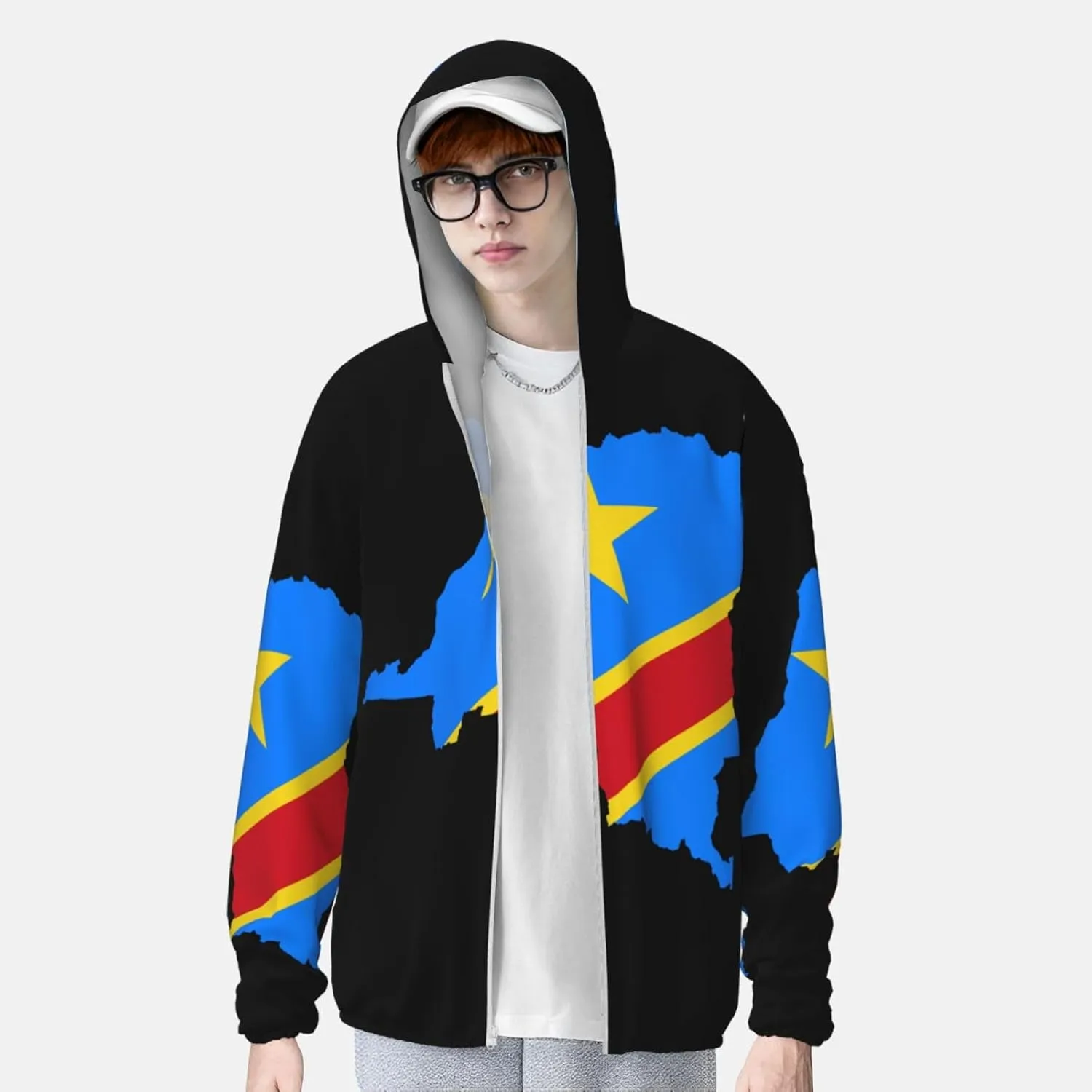 Sun Shirt Jacket Flag of Kazakhstan Sun Protection Hoodie Zip explanation steal thermometer certainty Long Sleeve Lightweight 