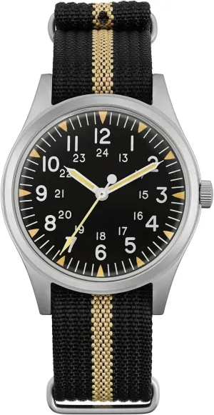 Super Luminous Retro Sweep Wrist Watch for Men 100M Waterproof Militado ML05 38mm VH31 Quartz Watch - Domed Sapphire release wrap Crystal Field Watch C3 