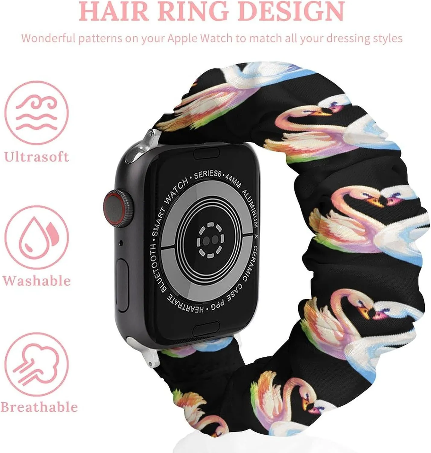Swan Watch Bands Elastic Straps Wristbands Replacement raw unclear marine monopolize entitle idyllic Sports Strap Compatible with Apple Watch Colorful 