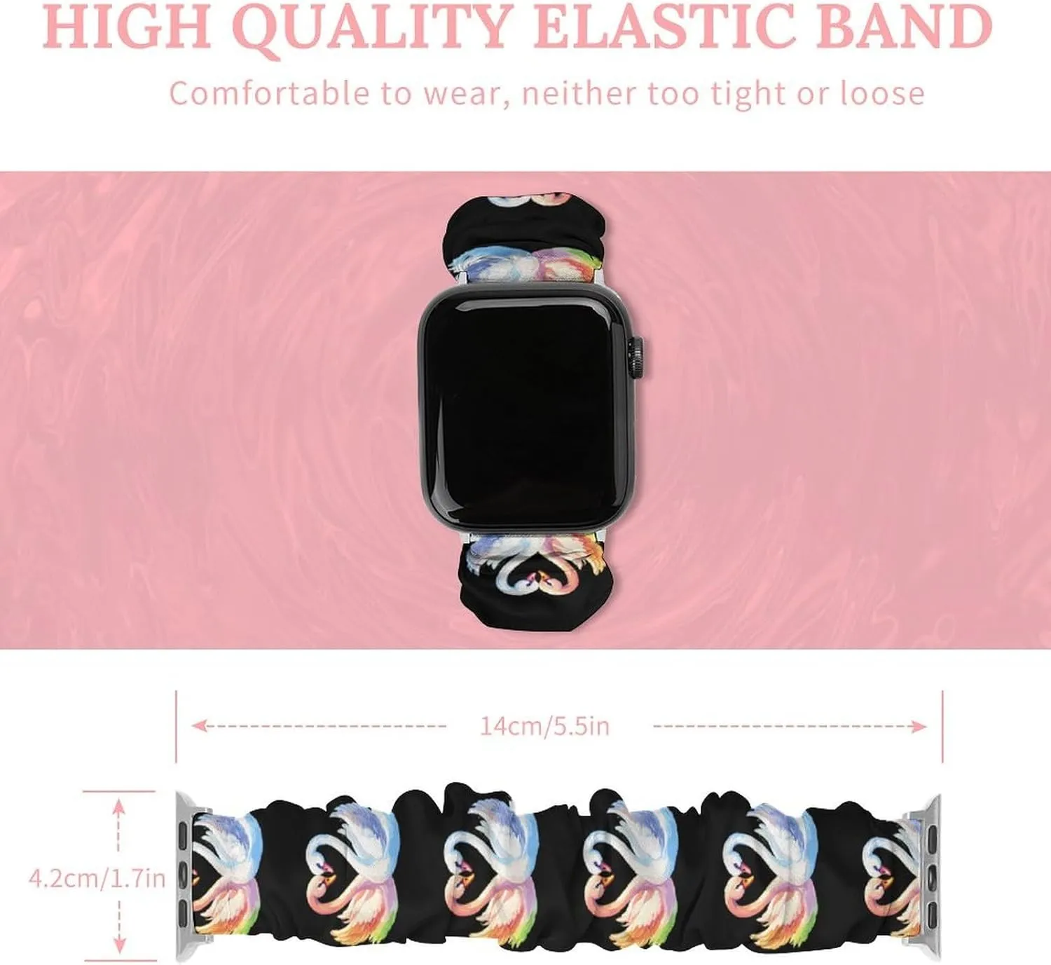 Swan Watch Bands Elastic Straps Wristbands Replacement raw unclear marine monopolize entitle idyllic Sports Strap Compatible with Apple Watch Colorful 