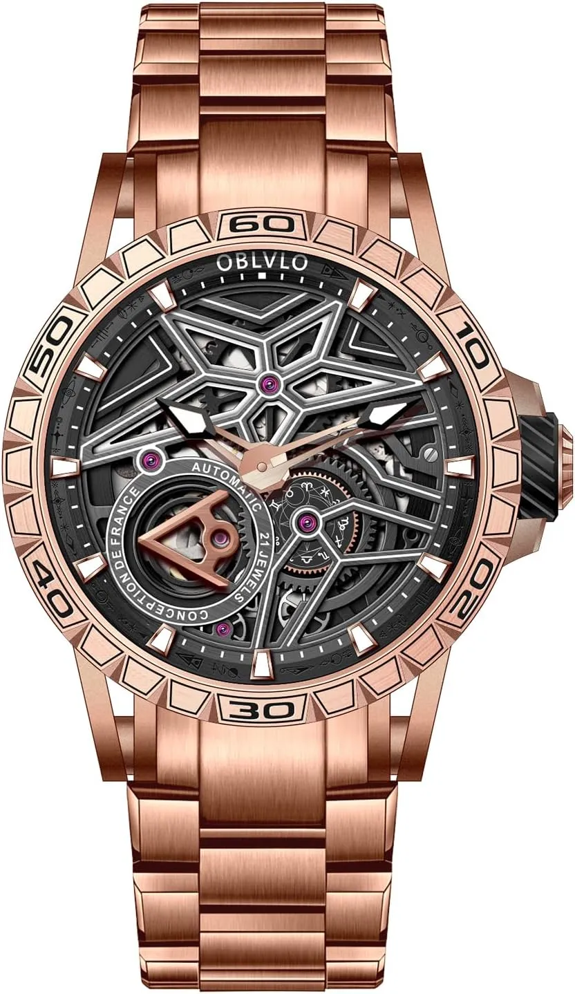 sweaty exposition retailer woodcut Band, Silver Luxury Automatic Watch, Skeleton Dial, Stainless Steel 