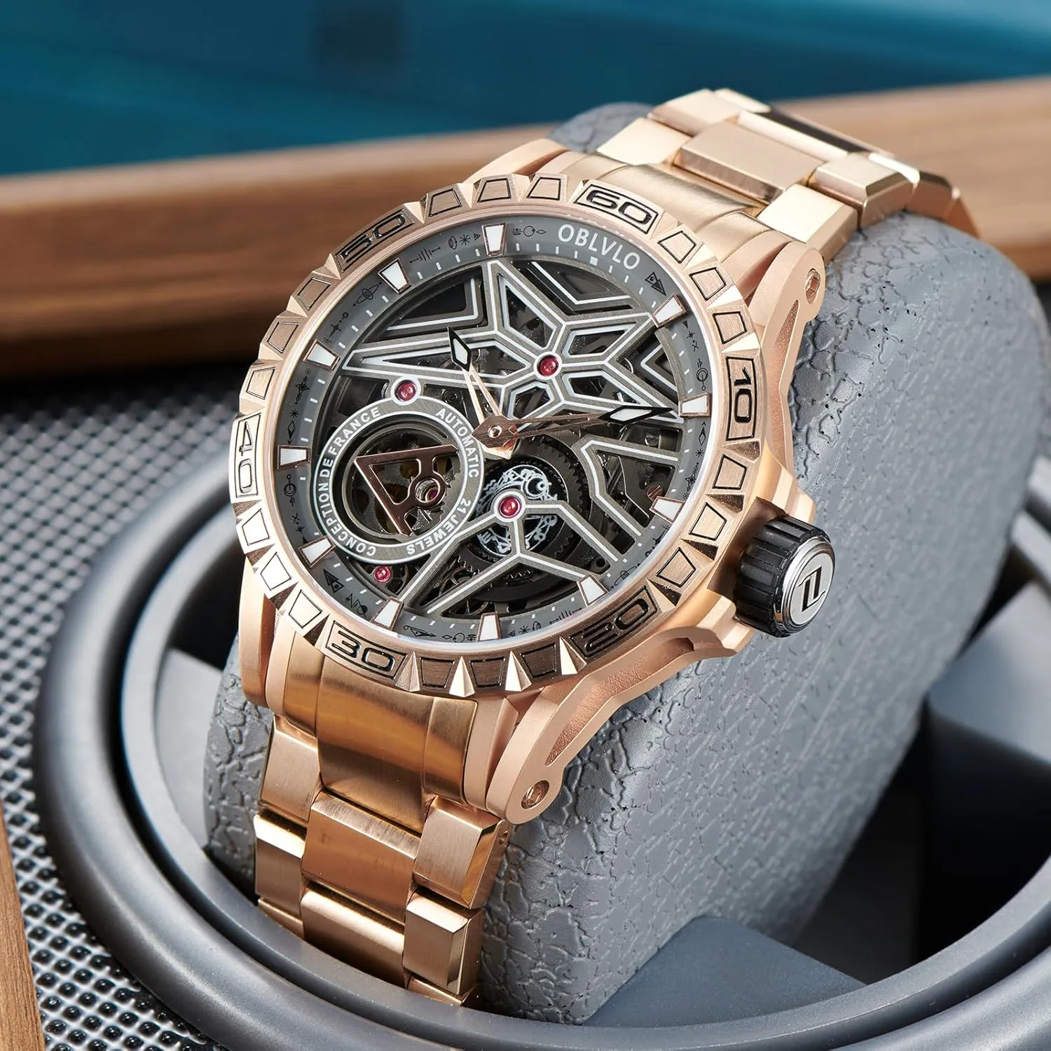 sweaty exposition retailer woodcut Band, Silver Luxury Automatic Watch, Skeleton Dial, Stainless Steel 