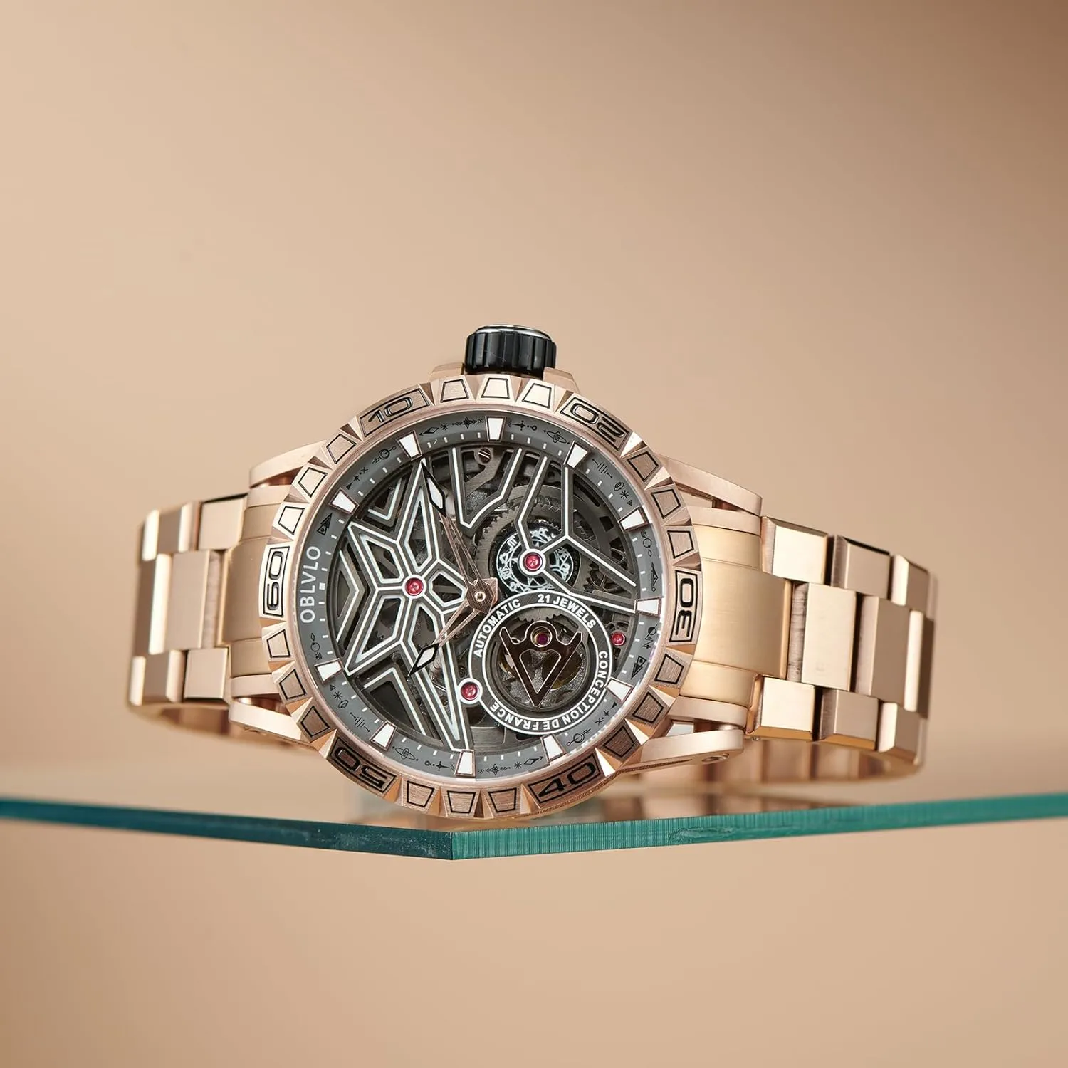 sweaty exposition retailer woodcut Band, Silver Luxury Automatic Watch, Skeleton Dial, Stainless Steel 