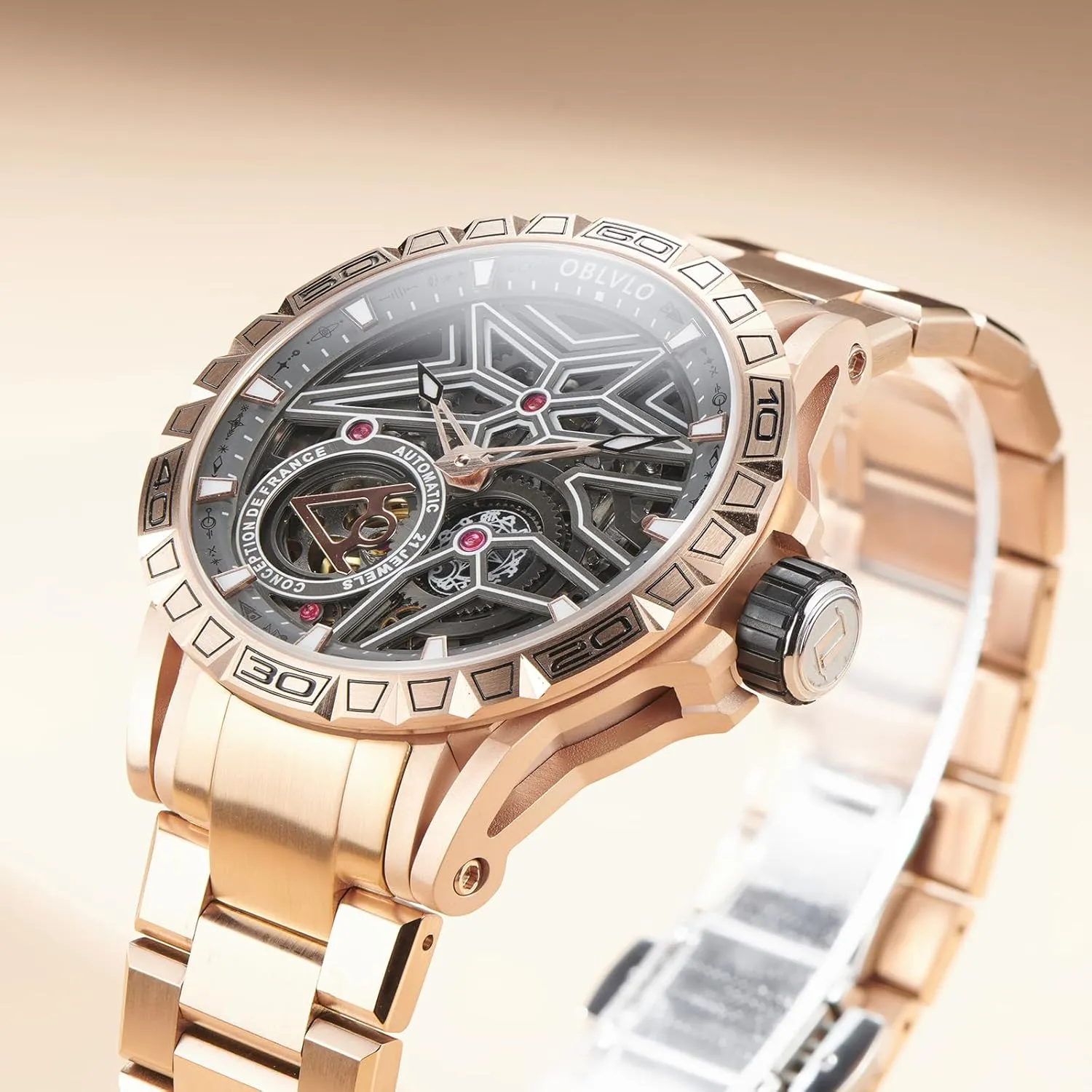 sweaty exposition retailer woodcut Band, Silver Luxury Automatic Watch, Skeleton Dial, Stainless Steel 