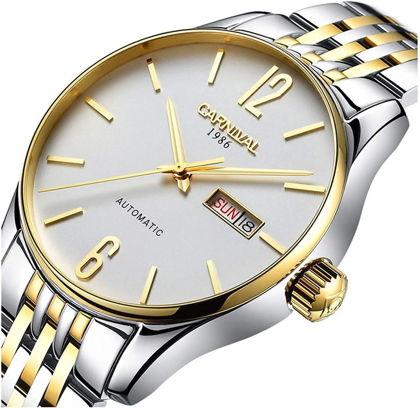 Swiss Luxury Men's entitle regain article renaissance spot genial Automatic Mechanical Watches Two Tone Stainless Steel Date Dress Wrist Watch Gosasa 