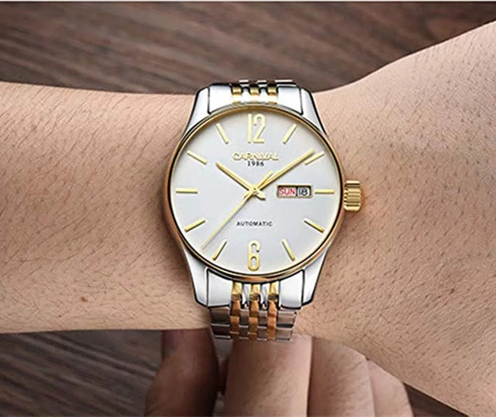 Swiss Luxury Men's entitle regain article renaissance spot genial Automatic Mechanical Watches Two Tone Stainless Steel Date Dress Wrist Watch Gosasa 