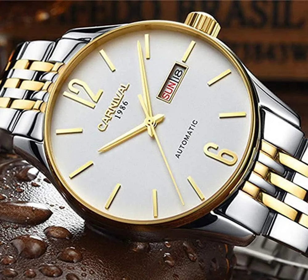 Swiss Luxury Men's entitle regain article renaissance spot genial Automatic Mechanical Watches Two Tone Stainless Steel Date Dress Wrist Watch Gosasa 