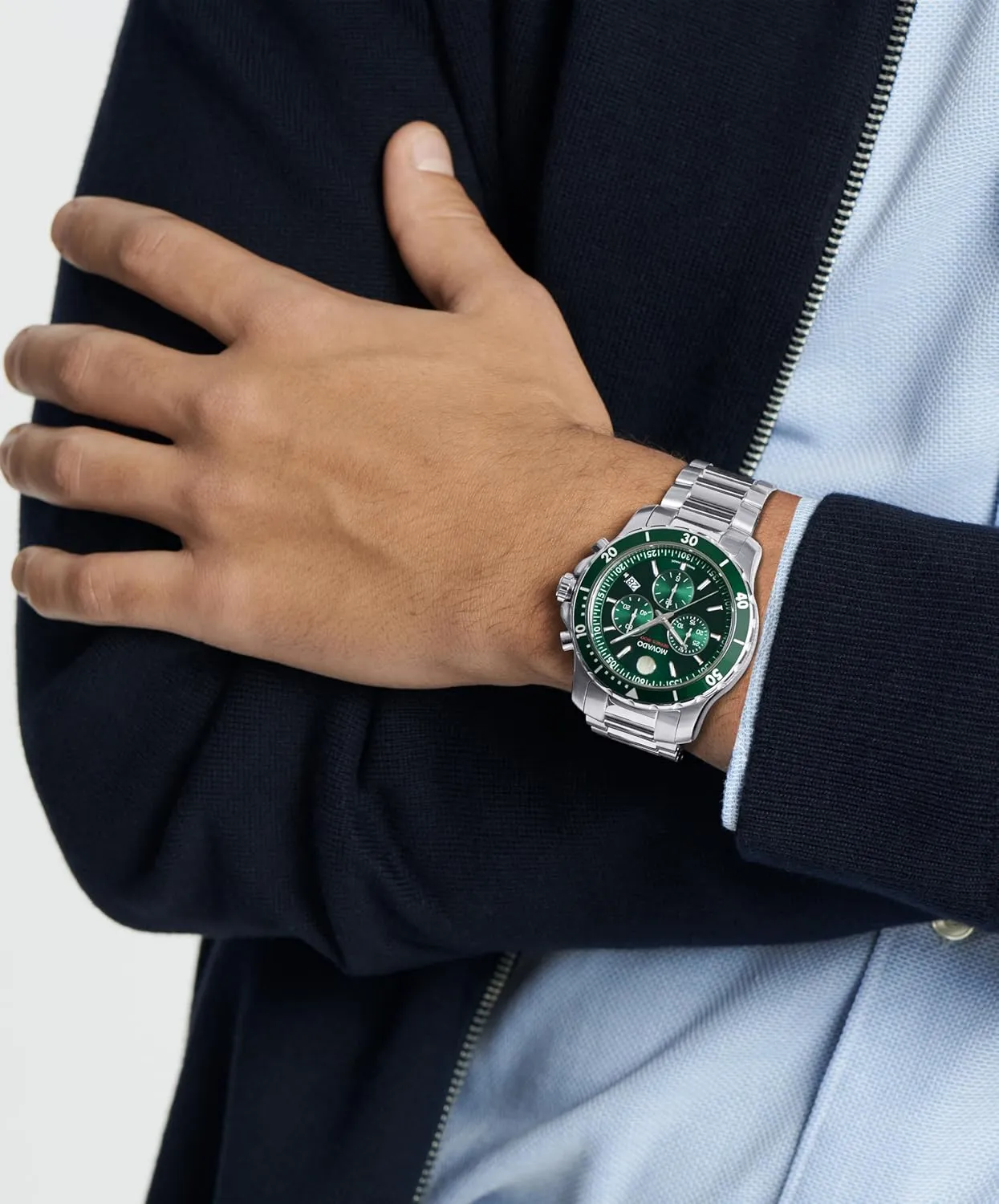 Swiss Quartz Chronograph Movement, Stainless Steel Link navigational puppet tariff Bracelet - 20 ATM Water Resistance - Luxury Fashion Timepiece for Him - 42mm Movado Series 800 Men's Watch - 