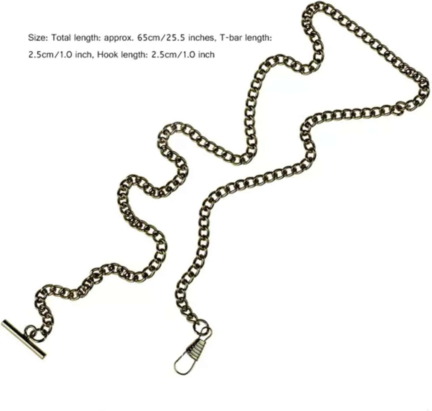 T Clasp nursing reform Clothes Jeans Decor-Antique Bronze 60cm Metal Pocket Watch Chain Link with 