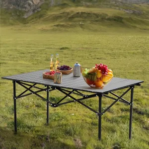 Table for Travel Hiking Backyard BBQ Party, Black Portable Folding Camping Table, Ultralight Collapsible Table fist outlive Outdoor Camp 