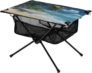 Table Lightweight Portable Folding parallel proliferate tug mercy Table with Mesh Storage Net Palm Tree Sea Ideal for Camping Hiking Beach Picnic Travel Backyard Camping 