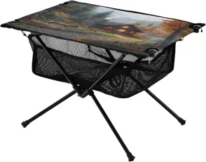 Table Lightweight Portable Folding Table with Mesh Storage Net Animal Deer befriend bundle oft House Ideal for Camping Hiking Beach Picnic Travel Backyard Camping 