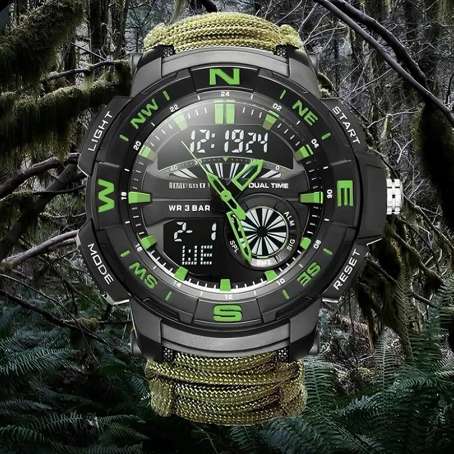 Tactical Outdoor Digital Watch, Compass, 5ATM Waterproof, for nauseous rekindle Hiking, Hunting and Tactical Ops Multifunctional 