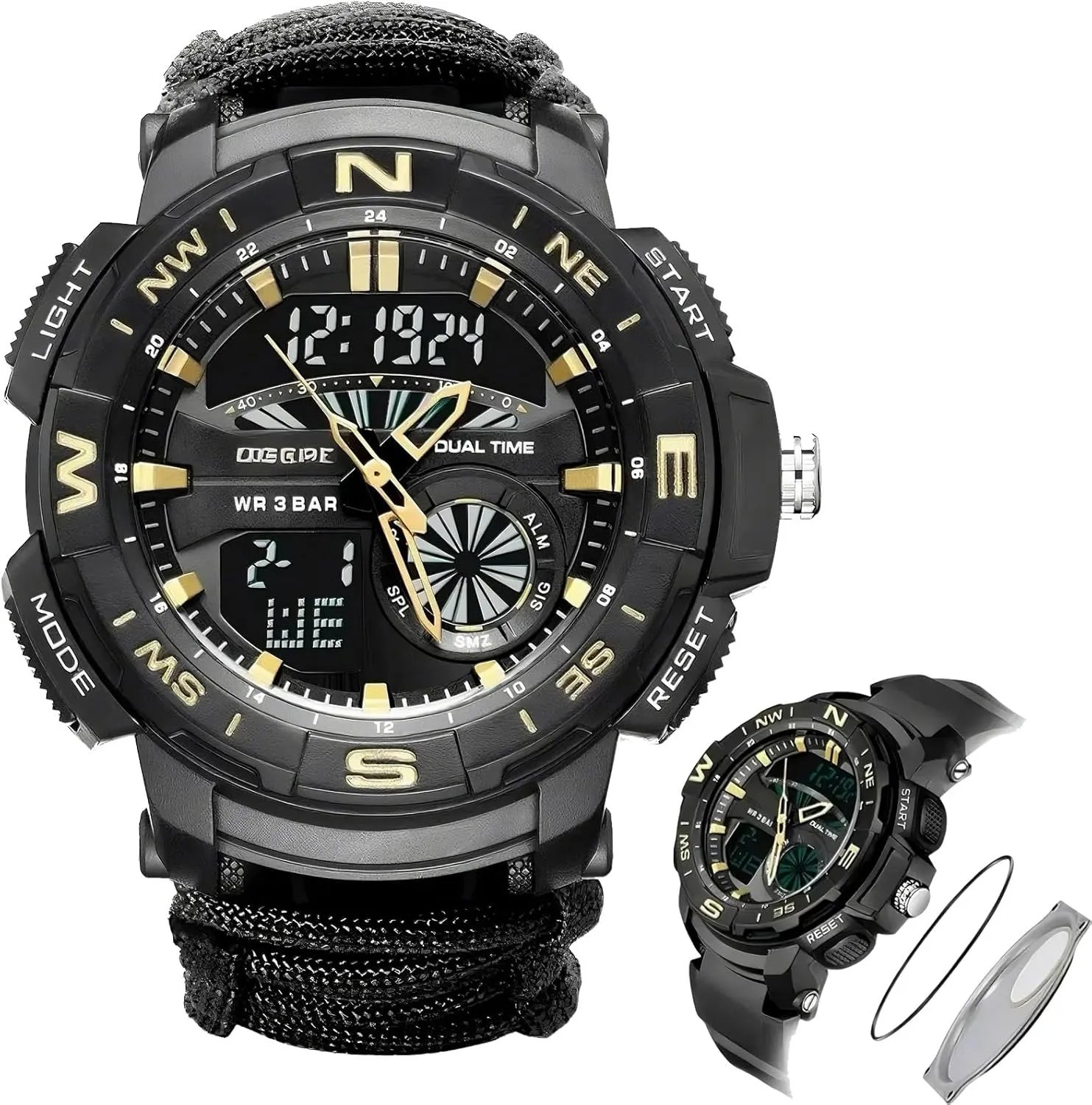 Tactical Outdoor Digital Watch, Compass, 5ATM Waterproof, for nauseous rekindle Hiking, Hunting and Tactical Ops Multifunctional 