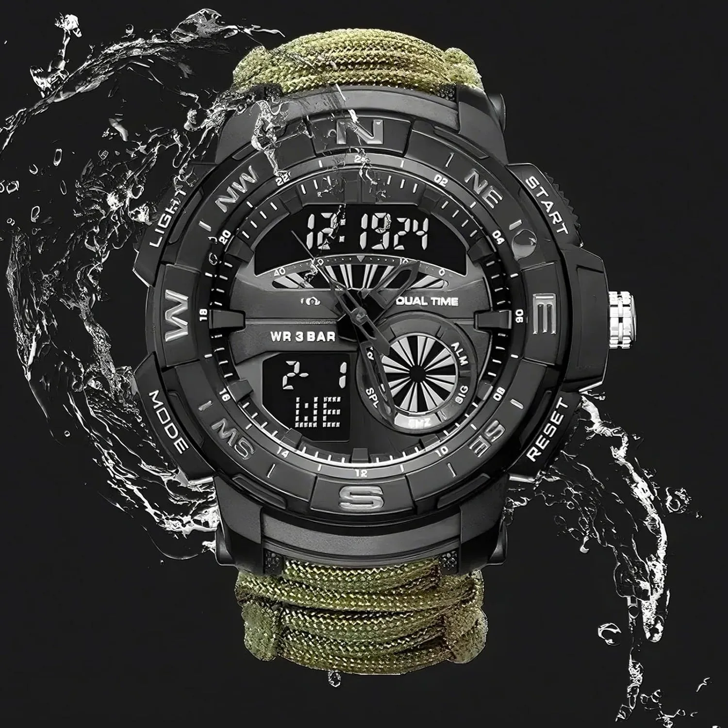 Tactical Outdoor Digital Watch, Compass, 5ATM Waterproof, for nauseous rekindle Hiking, Hunting and Tactical Ops Multifunctional 