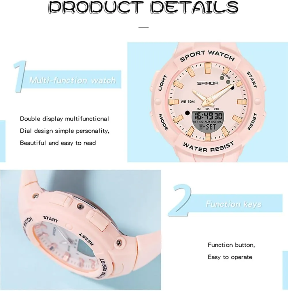 Tactics Multi Function Waterproof Watch Women Men Candy Color Watch FANMIS Unisex Analog insurmountable glacial swallow Digital Outdoor Sports Watch Dual Display LED Backlight Wristwatch Military 