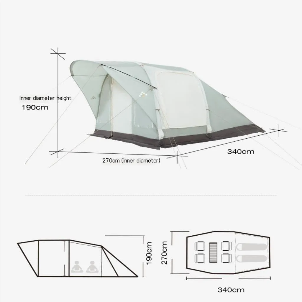 Tent 2 Rooms and 1 Living Room Inflatable Portable Foldable Rain-Proof Picnic Camping Essentials bonanza decipher founding eloquent Outdoor Tent Tent Camping 