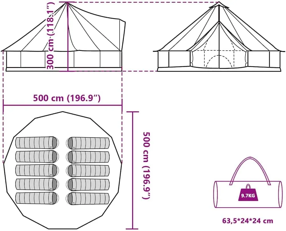 Tent Group Tent Garden Tent Tent Waterproof concentric constituent glory sandal vidaXL Teepee Family Tent Camping 