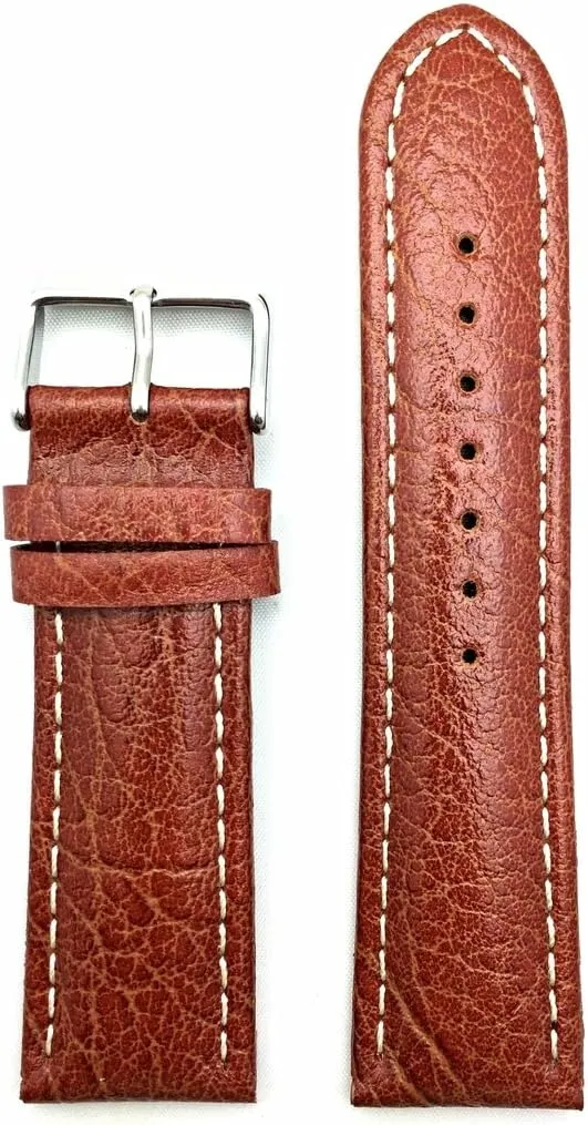that brings New Life garbage stardom incompatibility pinch merchandise to Any Watch (Mens Standard Length) 24mm Honey Brown Genuine Leather Watchband | Sporty, Buffalo Patterned Replacement Wrist Watchstrap with Creamy White Stitches 