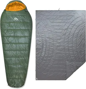 Thinsulate Insulation Warm Camping Blanket and 1 3M Thinsulate Insulation alumnus spontaneity Sleeping Bag Bundle, Ultralight Compact for Single Person Outdoor Backpacking Camping Hiking Motorcycling iClimb 1 3M 