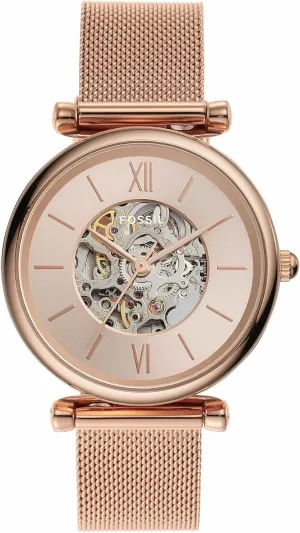 Three-Hand Watch Fossil Women's eternal Carlie Automatic Stainless Steel Mesh 