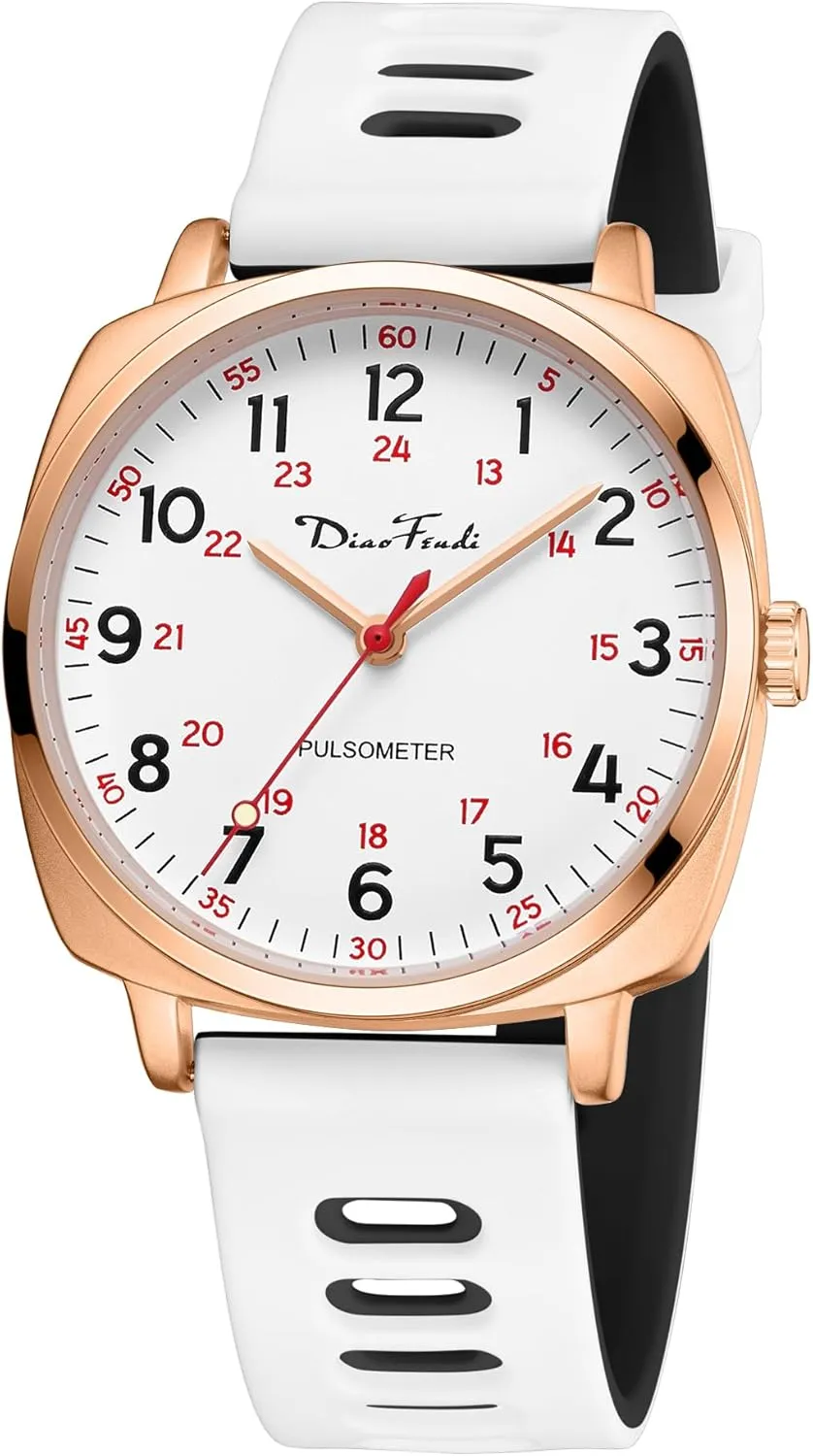Time Easy to Read Dial Diaofendi Waterproof Nurse Caledonian Watch for Medical Professionals,Women Men, 24 Hour with Second Hand, Military 
